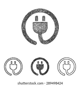 Plug icon design set - sketch line art