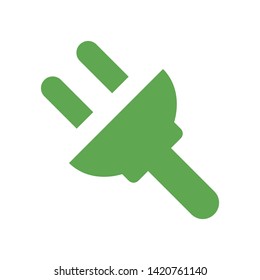 Plug icon. Electric cable plug icon. Green ecology vector icon