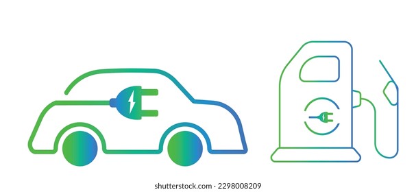 Icono de enchufe, coche eléctrico. Símbolo del punto de carga de los vehículos eléctricos. Concepto de vehículo hitbirt ecológico.