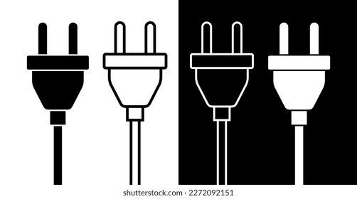 Plug icon, with electric cord. Electrical plug, electrical appliances power symbol. 