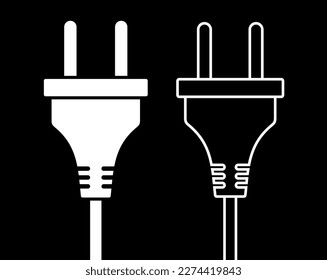 Plug icon, with electric cord. Electrical plug, electrical appliances power symbol. 