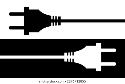 Plug icon, with electric cord. Electrical plug, electrical appliances power symbol. 