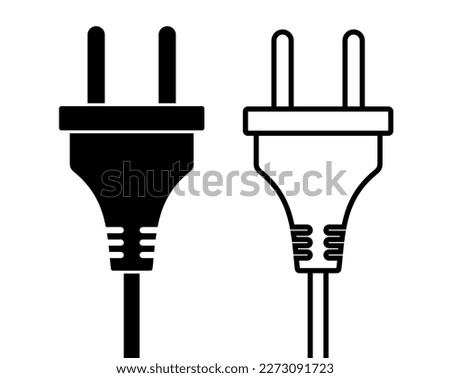 Plug icon, with electric cord. Electrical plug, electrical appliances power symbol. 