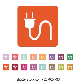 The plug icon. Electric symbol. Flat Vector illustration. Button Set