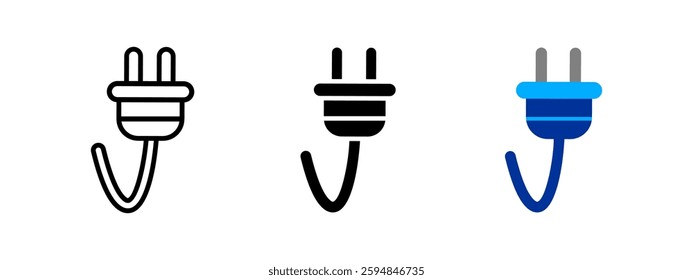 Plug icon. Electrical power symbol. Energy cord vector illustration. Charging and connection pictogram. Electricity adapter and voltage supply concept.