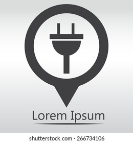 plug icon electricity sign. icon map pin.