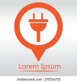 plug icon electricity sign. icon map pin.