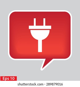 plug icon electricity sign. red glossy button.