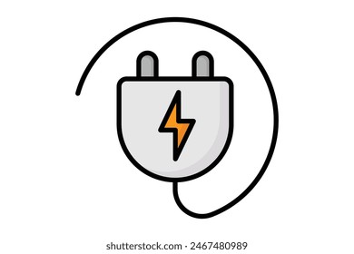 Plug icon. plug with energy. icon related to utilities. colored outline icon style. utilities elements vector illustration