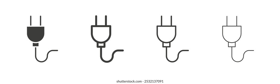 Plug icon in fill and three stroke sizes