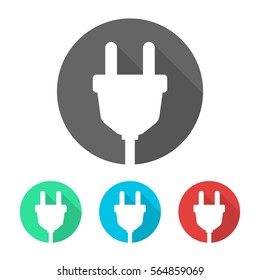 Plug icon flat design vector set