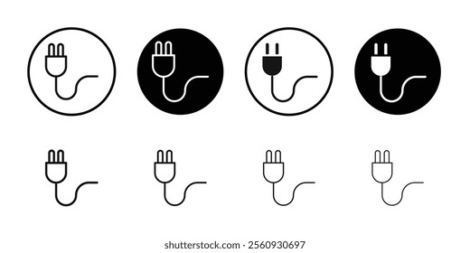 Plug icon Flat outline fill set collection