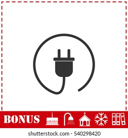 Plug icon flat. Simple vector symbol and bonus icon