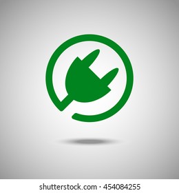 Plug in Icon. Flat style.Grey background. Vector illustration.