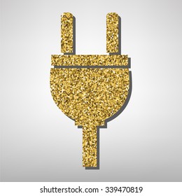 Plug icon. Golden icon.