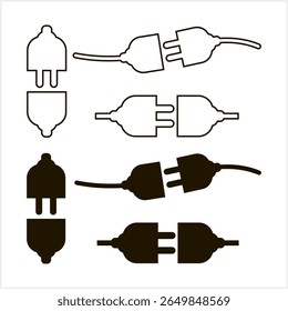 Plug icon isolated Electric connected clipart Stencil vector stock illustration