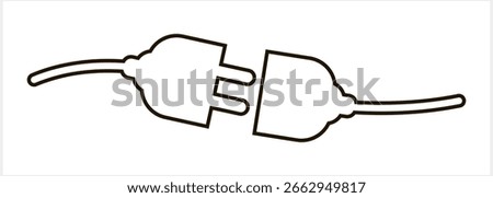 Plug icon isolated Electric connected clipart Outline vector stock illustration