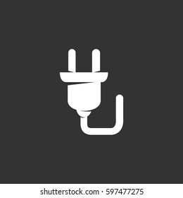 Plug icon isolated on black background. Plug vector logo. Flat design style. Modern vector pictogram for web graphics - stock vector