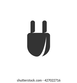 Plug icon isolated on a white background. Logo silhouette design template. Simple symbol concept in flat style. Abstract sign, pictogram for web, mobile and infographics - stock vector