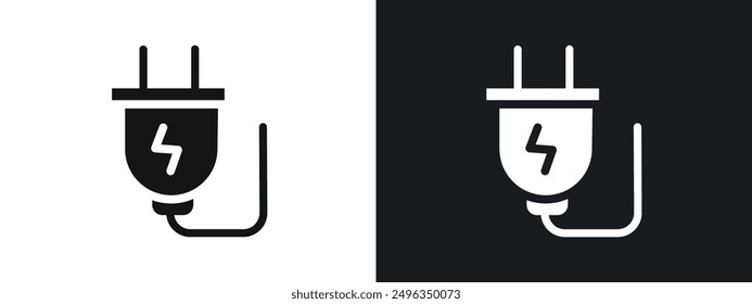 Plug icon linear graphics set vector in black