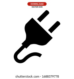Icono de enchufe o logotipo símbolo de señalización aislado Ilustración vectorial - Iconos vectoriales de estilo negro de alta calidad
