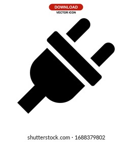 Icono de enchufe o logotipo símbolo de señalización aislado Ilustración vectorial - Iconos vectoriales de estilo negro de alta calidad

