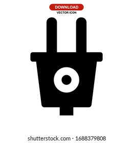 Icono de enchufe o logotipo símbolo de señalización aislado Ilustración vectorial - Iconos vectoriales de estilo negro de alta calidad
