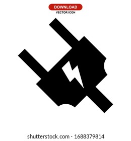 Icono de enchufe o logotipo símbolo de señalización aislado Ilustración vectorial - Iconos vectoriales de estilo negro de alta calidad
