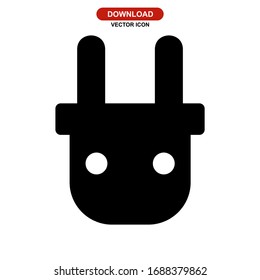 Icono de enchufe o logotipo símbolo de señalización aislado Ilustración vectorial - Iconos vectoriales de estilo negro de alta calidad
