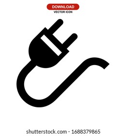 Icono de enchufe o logotipo símbolo de señalización aislado Ilustración vectorial - Iconos vectoriales de estilo negro de alta calidad
