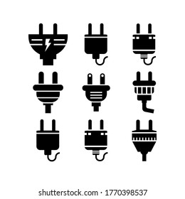 Icono de enchufe o logotipo símbolo de signo aislado ilustración vectorial - Colección de iconos vectoriales de estilo negro de alta calidad

