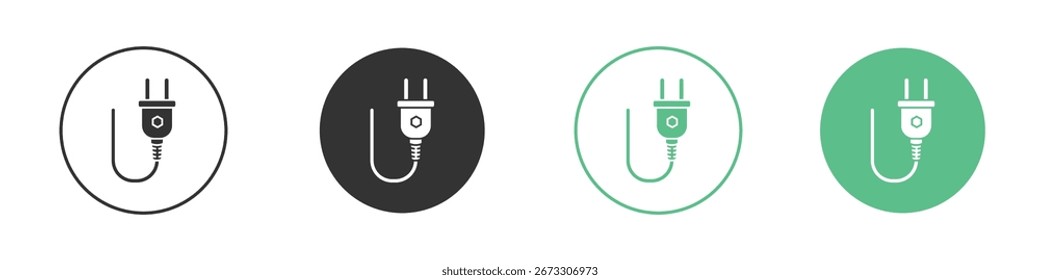 Plug-Symbol Minimal Flat Line-Vektorsymbol-Set.