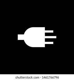 Plug Icon On Black Background. Black Flat Style Vector Illustration.
