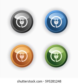 Plug icon on colored round buttons