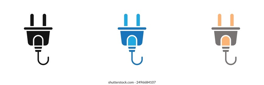 Plug icon outline collection or set in black and white