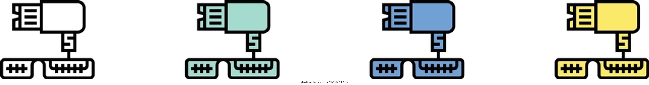 plug icon. Outline, Green, Blue and Yellow Style Design Isolated On White Background