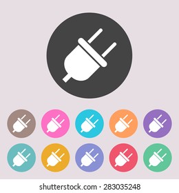 Plug icon. Set of colored icons.