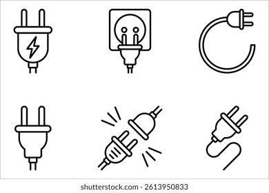 Plug icon set. Electric plug sign, Electric plugs icon symbol vector illustration on white backgroun