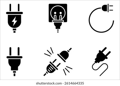 Plug icon set. Electric plug sign, Electric plugs icon symbol vector illustration on white backgroun