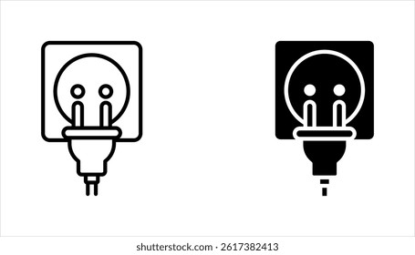 Plug icon set. Electric plug sign, Electric plugs icon symbol vector illustration on white backgroun