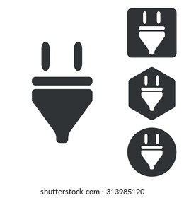 Plug icon set, monochrome, isolated on white