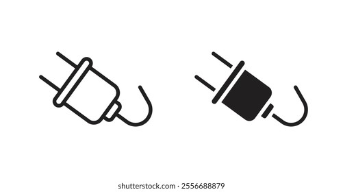 Plug icon set in Thin line black color.