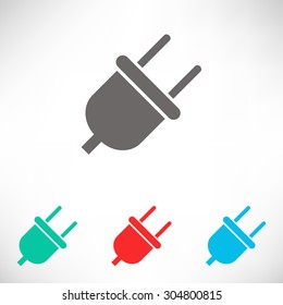 Plug icon. Set of varicolored icons.