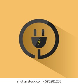 Plug icon with shadow on a yellow background