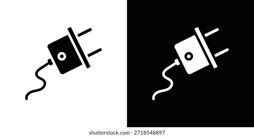 Estilo plano aislado de la Ilustración vectorial de la silueta del icono del enchufe