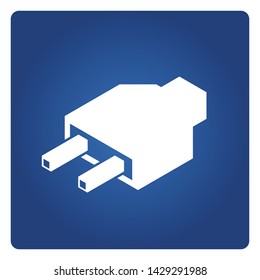 plug icon solid isometric design on blue background