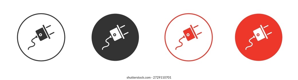 Icono de enchufe en negro. Icono de diseño Vector stock