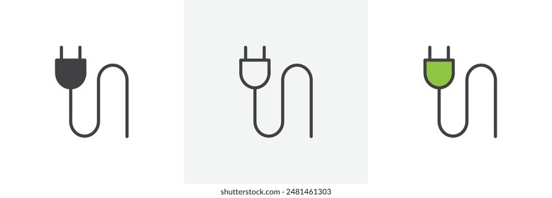 Plug icon symbol collection on white background.