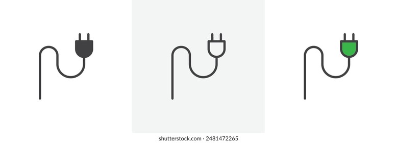 Plug icon symbol collection on white background.