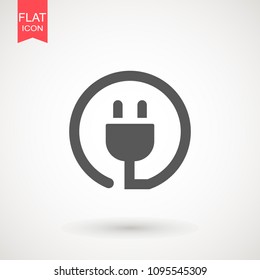 Plug Icon. uk electric plug icon. Illustration style is flat iconic black symbol on a white background.